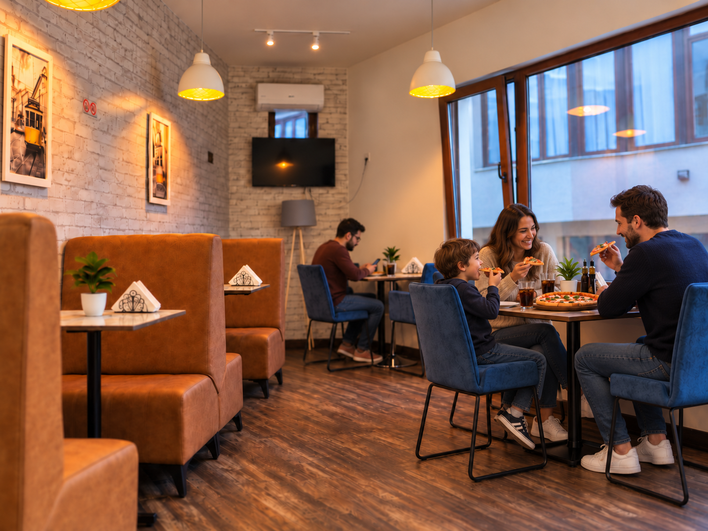Tavolinat dhe ambienti i Pizzeria Labi